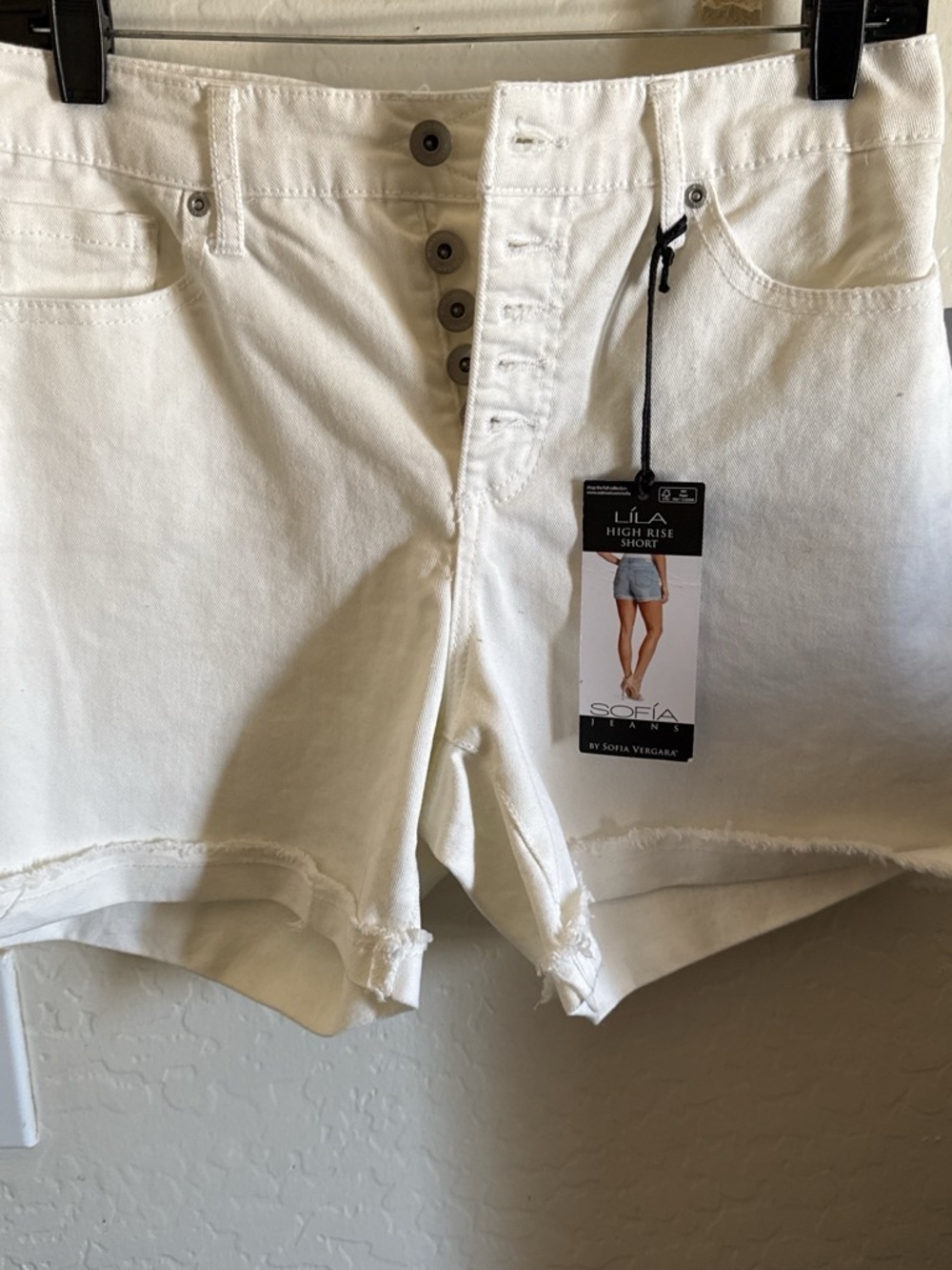 sofia by sofia vergara White High-Rise Lila Button-Front Shorts